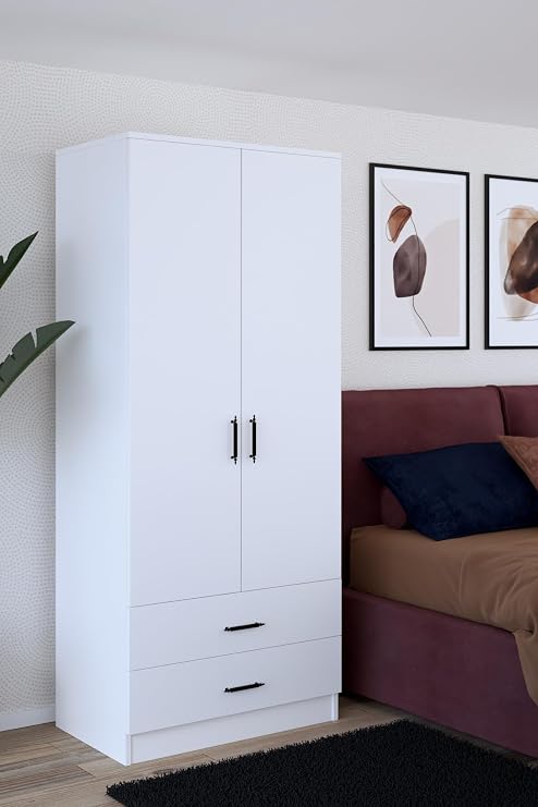 2 Kapılı 2 Çekmeceli Gardırop/Beyaz
