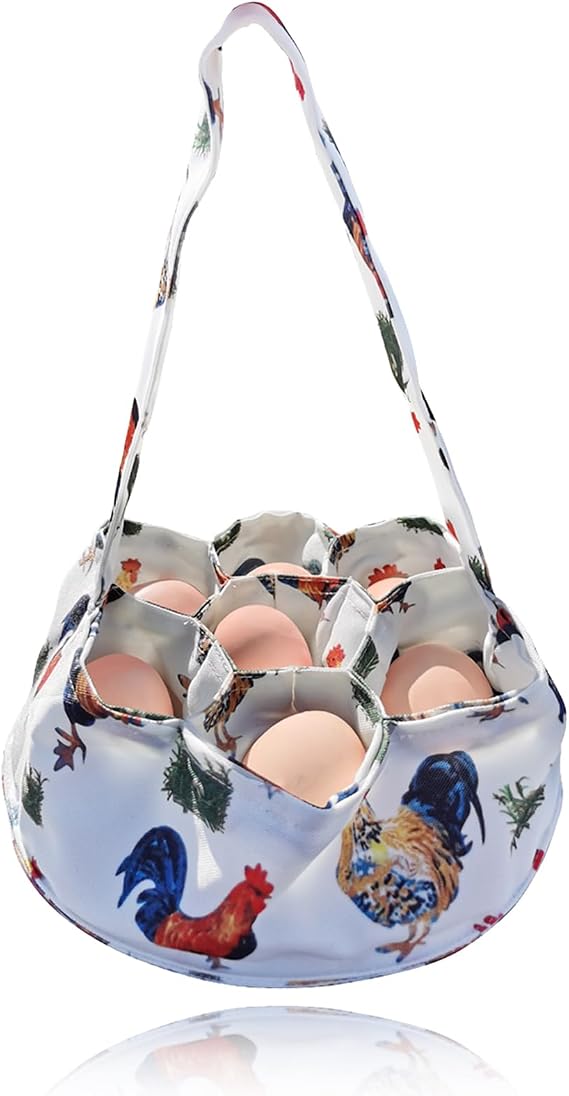 Mini Cushioned Egg Collecting Basket Eggs Gathering Basket with 7 Pouches for Chicken Hense Duck Goose Eggs Housewife Farmhouse Kitchen Home Garden