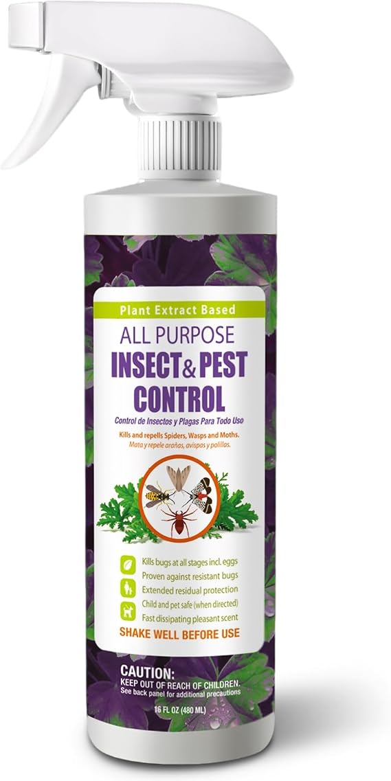 EcoVenger by EcoRaider All Purpose Insect Control 16 oz, Fleas, Fruit Flies, Gnats, Moths, Roaches, Spiders, Fast Kill, Lasting Prevention, Kill Eggs, Plant Extract Based & Non-Toxic, Child & Pet Safe