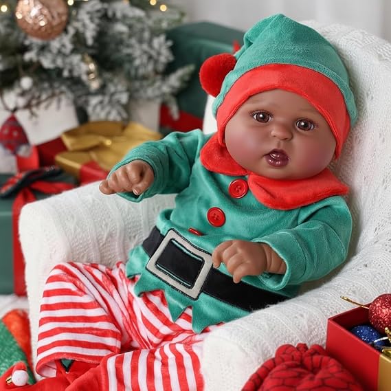 BABESIDE Lifelike Reborn Black Girl- 18-Inch Realistic Newborn Real Life Baby Dolls with Clothes and Toy Gift for Kids Age 3+