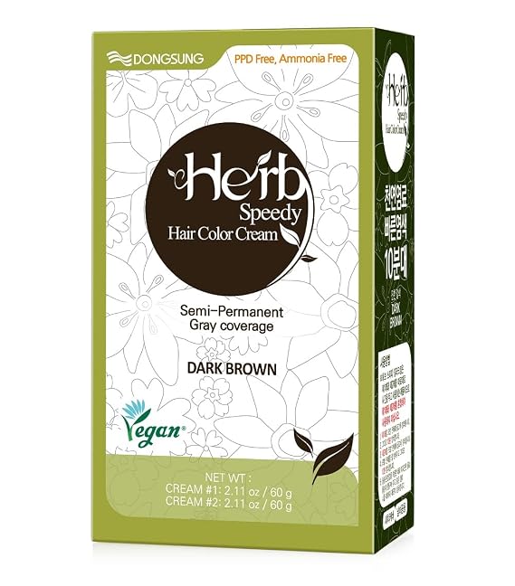 Herb Speedy PPD Free Hair Dye, Ammonia Free Hair Color Dark Brown Contains Sun Protection Odorless No more Eye and/or Scalp Irritations From Coloring For Sensitive Scalp