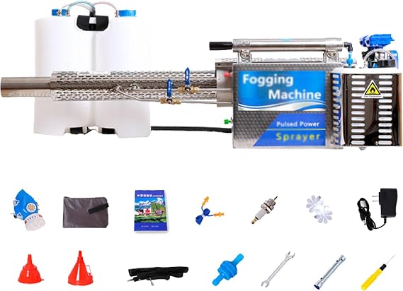 Portable Pulse Jet Thermal Fogger,Industrial Grade Thermal Fogging Machine,360 Spray in All Directions 700m2 in 7-8 Minutes for Weeds Plants 100