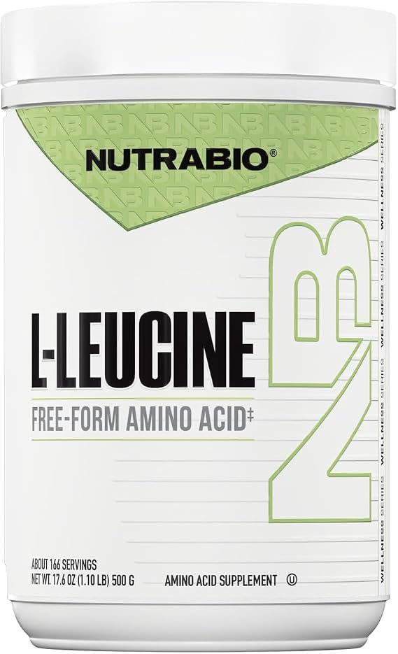 NutraBio 100% Pure L-Leucine - Muscle Recovery and Support - Naturally Fermented Free Form Amino Acid - Vegan, Non-GMO, Gluten Free - (500 Grams)