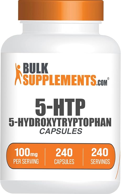 5-HTP Capsules - 5-Hydroxytryptophan, Mood Support Supplement - Gluten Free, 1 Capsule per Serving (100mg), 240 Capsules (Pack of 1)