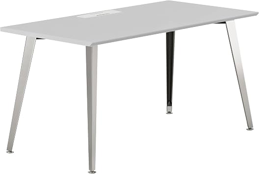 Branch Office Desk - Modern Home Office Desk - Efficient Cable Management and Fast Assembly - Compact Workstation for Home or Apartment - 48 Fog Top - Mirror Base