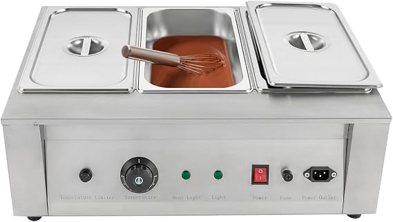 300W Chocolate Tempering Machine, 3 Tanks Chocolate Melting Pot TEMP Control 86~185F, Stainless Steel Electric Commercial Food Warmer For Chocolate/Milk/Cream Melting and Heating