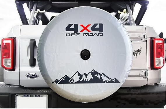 for Ford Bronco, Jeep Wrangler Spare Tire Cover with Camera Hole, Spare Wheel Cover with Hole, Waterproof Tire Cover Protector, White/Silver (XL: 255/75R17, 255/70R18)
