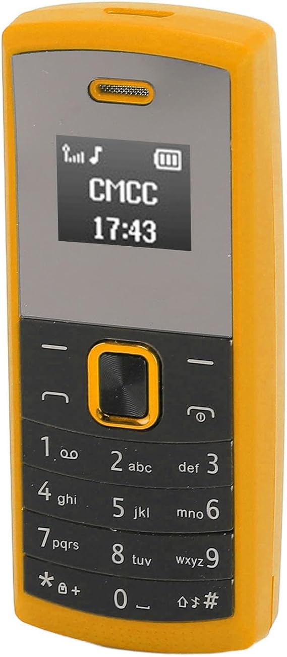 SENECESLI Miniature Phone, Lortable Music Player with Low Tiny Tiny Smaller Mobile Phone for Home (Yellow)