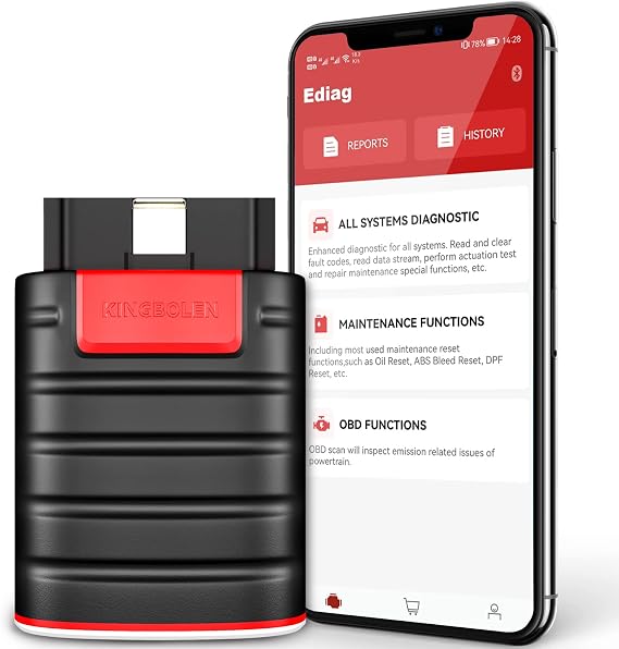 KINGBOLEN Ediag OBD2 Scanner Bluetooth, Full System Wireless Car Scanner with Active Tests,ECU Coding,16 Resets,Oil/Brake/EPB/TPMS,DPF Regeneration Tool 1 Year Free Update.