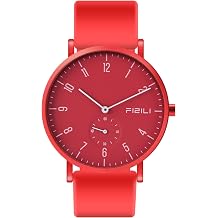 Men's Watch Ultra-Thin Minimalist Waterproof-Fashion Watch for Men or Women with Silicone Band Wrist Watches, 1100-Red, red watches for men