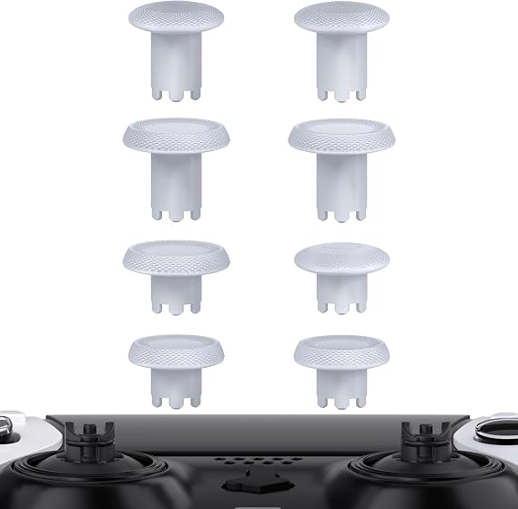 eXtremeRate ThumbsGear Interchangeable Thumbsticks for PS5 Edge Controller, Replacement Original White Analog Thumb Sticks Caps for PS5 Edge Controller - 4 Heights 3 Surfaces Grips -NO Thumbstick Base