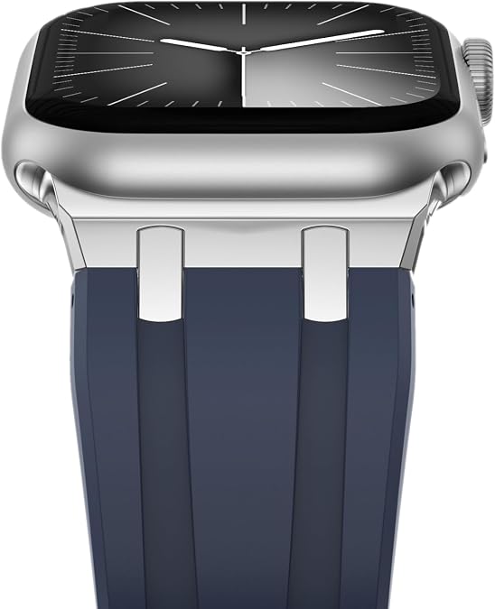 NewWays AP Luxury Band for Apple Watch Ultra 49mm 46mm 45mm 44mm 42mm 41mm 40mm 38mm for Men Women, Sport Silicone Rubber Band with Stainless Steel Adapter for iWatch Series10 9 8 7 6 5 4 3 2 1 SE