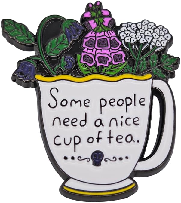 Enamel Pin,Some People Need A Cup Of Tea Lapel Pin,Plants Tea Cups Badge,Enjoy Time Brooch,Gift For Workers Friends Family Partners DIY Decor Canvas Bag Backpack Lanyards Jacket Accessory