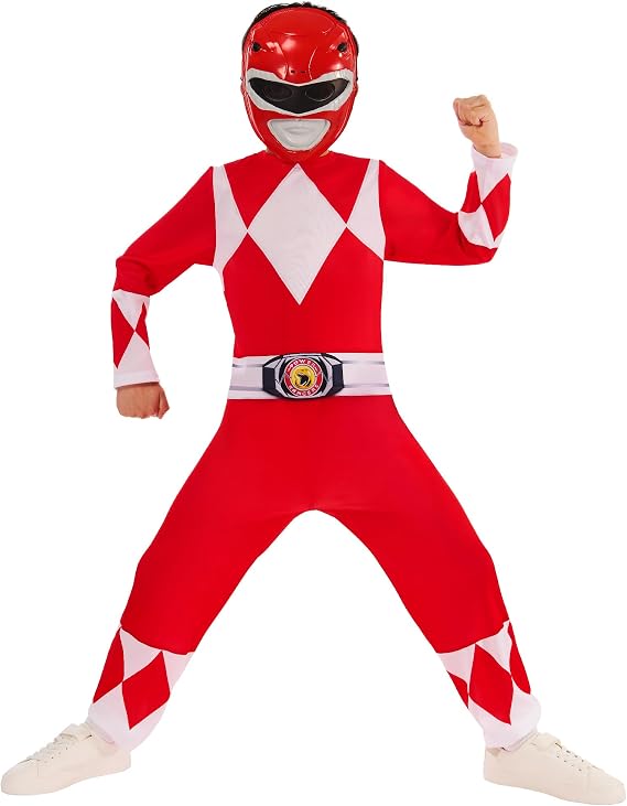 Rubies Official Power Rangers Mighty Morphin Red Ranger Costume, Childrens Fancy Dress