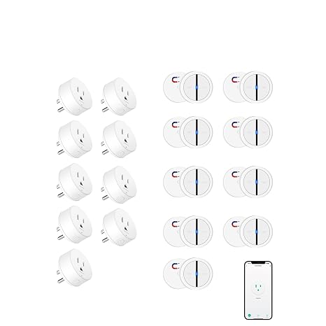 Greencycle Smart Wireless Remote Control Outlet Plug,WiFi Outlets for Household,On Off Smart Outlets Switch Compatible with Tuya,Alexa and Google Assistant,Timer Outlet,No Wiring,White,9PK