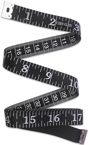 Tape Measure Body Dual Sided Scale - 2 in 1 Measuring Tape for Body Measurement, Sewing, Weight Loss - 150cm / 60 Inches (Black)