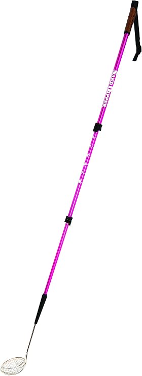 Sand Dipper Full Size Beach Scoop Shovel & Sifter Tool for Beachcombing Adjustable Sea Glass, Shell, Shark Tooth Sifter for the Beach Can Be Used as a Walking or Hiking Stick Too Pink, 4 Basket