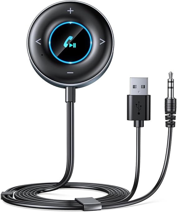 AUX Bluetooth Receiver, TEOOT Car Bluetooth Receiver, USB Powered, No Charging Required, Bluetooth Receiver, Audio Receiver, 3.5mm AUX Jack, Optimal for Car Audio/Home Audio/Speakers/Wired Headphones
