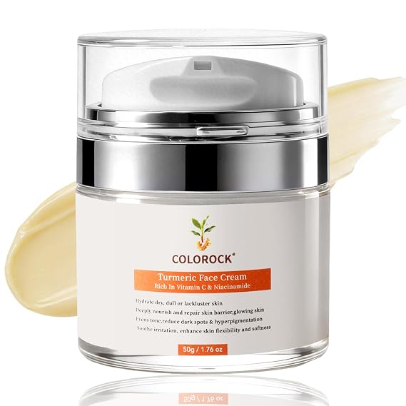 Turmeric Face Cream with Vitamin C & Niacinamide - Dark Spot Removal & Anti-Aging Face Moisturizer,Deep Pore Cleansing,Radiant & Smooth Skin,Suitable for All Skin Types 50G