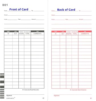 1000 Lathem 7000E 7500E Time Clock Cards, E7 Compatible