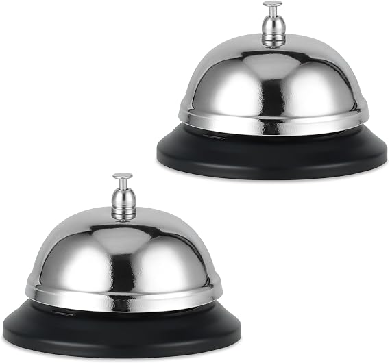 2 Packs Call Bell 3.3 Inch Diameter Bell for Desk Made of Stainless Steel, Suitable for Restaurants, Hotels, Schools, Offices and Hospitals, etc.