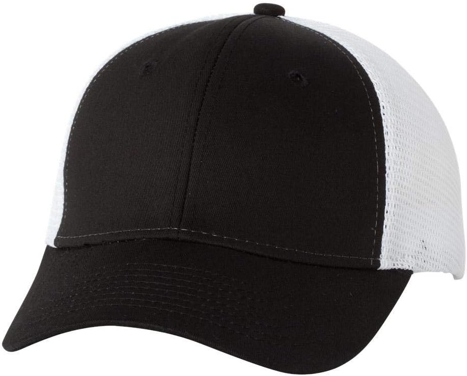 Valucap - Mesh-Back Twill Trucker Cap - VC400 - Adjustable - Black/ White