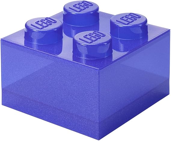 Room Copenhagen LEGO Storage Brick 4 Knobs Glitter Violet - Stackable Plastic Storage Box with Lid for Kids and Adults Desk Organizer and Toy Box