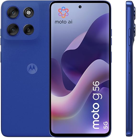 Motorola Moto g56 5G Smartphone (6.72 FHD+ Display 50MP Camera with Moto-AI 8/256GB 5100mAh Android 15) Pantone Dazzling Blue + Protective Cover - Amazon Specifically