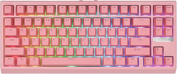 EPOMAKER G84 80% Wireless Gaming Keyboard 2.4GHz/ Type-C/Bluetooth Mechanical Keyboard RGB QMK/VIA Programmable Hot Swappable for Gamers NKRO (Pink Creamy Jade Switch)