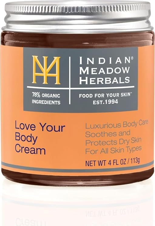 Indian Meadow Herbals Love Your Body Cream (4oz) - Luxurious Cream Soothes & Protects Dry, Itchy Skin, scaly, sensitive skin. For Face & Body.