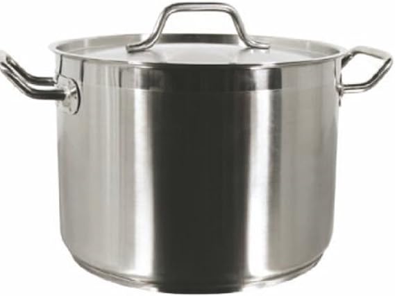 New Professional Commercial Grade 12 QT (Quart) Heavy-Gauge Stainless Steel Stock Pot, 3-Ply Clad Base, Induction Ready, With Lid Cover NSF Certified Item