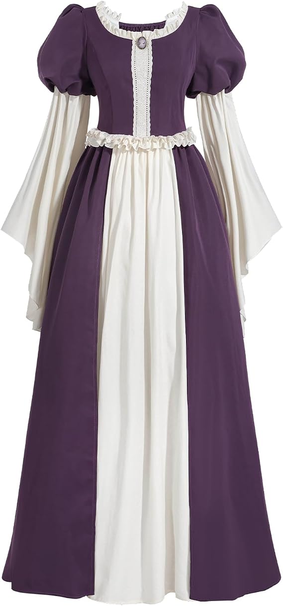 CR ROLECOS Renaissance Dresses for Women Medieval Victorian Maxi Dress Renaissance Costume
