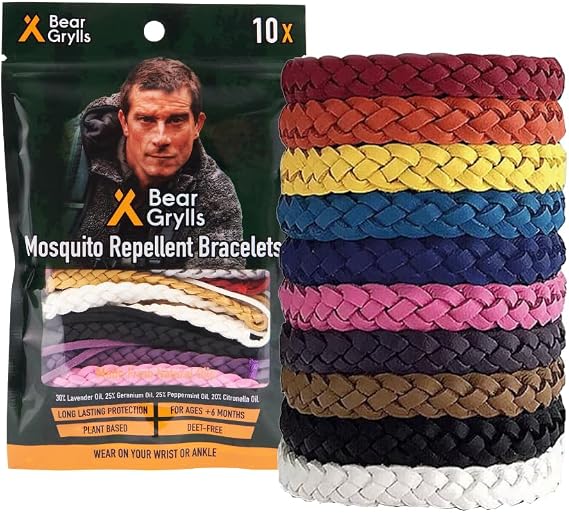 Bear Grylls Mosquito Repellent Bracelets | DEET-Free | 10 Pack