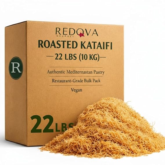 Roasted Kataifi Shredded Fillo Dough 10kg (22 lbs) Pre-Toasted Kadayif for Dubai Chocolate Bar, Kunafa & Knafeh Commercial Bulk Pack, Ready to Use, Vegan, Made in Turkey