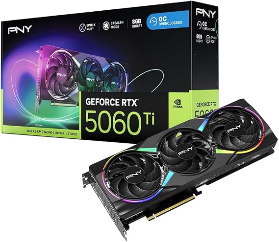 PNY GeForce RTX™ 5060 Ti 8GB ARGB OC Triple Fan Graphics Card DLSS 4