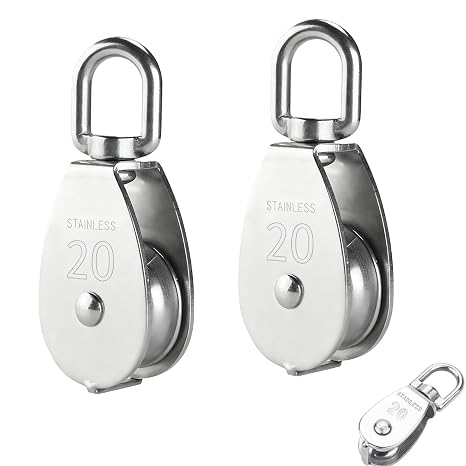 2Pcs M20 Single Single Pulley Block, Washing Line Pulley Kit Pulley Wheel