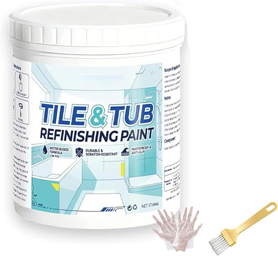 Premium Tile & Tub Refinishing Paint Kit,Tile&Tub Refinishing Paint, White Tub And Tile Refinishing Kit, Indoor Surface Paint For Bathroom Ceramic, Tile, And Shower Renovation (gray)