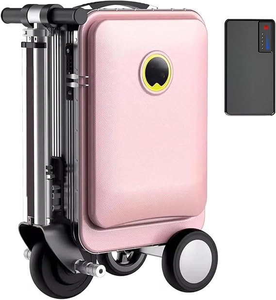 20 Inch Smart Rideable Suitcase Electric Luggage Carry On Luggage Lightweight Electric Luggage Suitcase For Travel With Digital Lock, Waterproof And Lightweight,Load 110kg Pink-with1battery