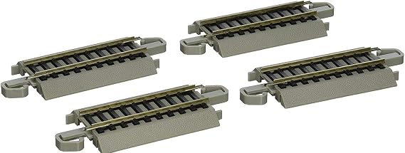 Bachmann Trains - Snap-Fit E-Z TRACK 3 STRAIGHT TRACK (4/card) - NICKEL SILVER Rail With Gray Roadbed - HO Scale