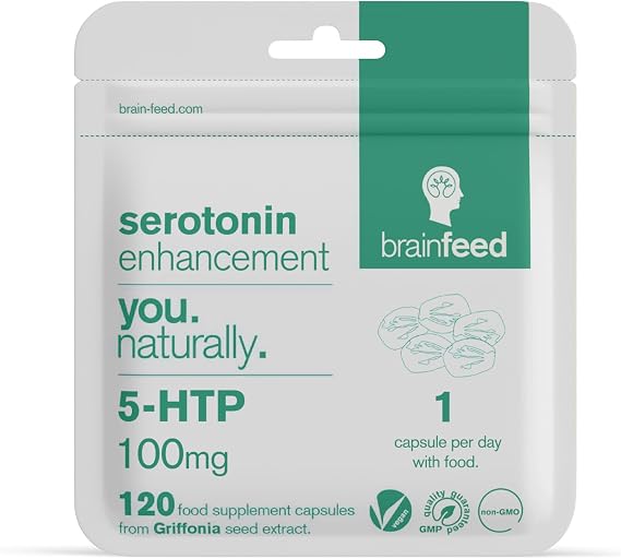 5HTP 100mg | Serotonin Supplements | 120 Capsules - 1 a Day | 5 HTP High Strength | 1200mg Griffonia Seed Extract | Mood Booster | Natural 5-HTP Supplement | UK Manufactured