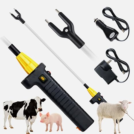 12000V Cattle Prod Stick with LED Light, for Cattle, Dogs, Pigs, Horses, Goats (19.69 inches)