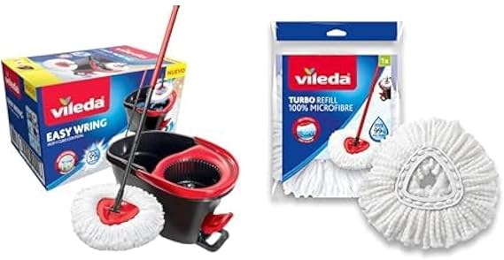 Vileda Turbo Pedal Cleaning Set, Black+Vileda Turbo&Easy Wring Replacement Mat
