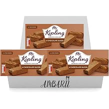 AMBARII Mr Kipling Chocolate Slices Cakes Multipack Snacks, 6 Individual Cakes, Pack of 3