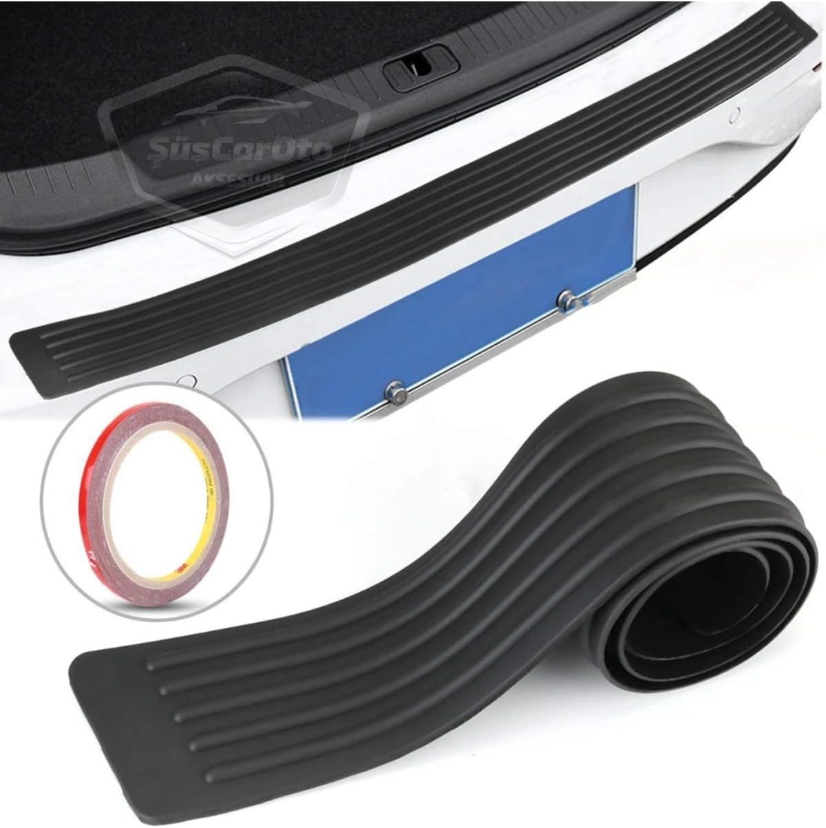 Universal Each Vehicle Compatible Rear Bumper Sill Protector Luggage Door Sill Protection Tape Black Rubber