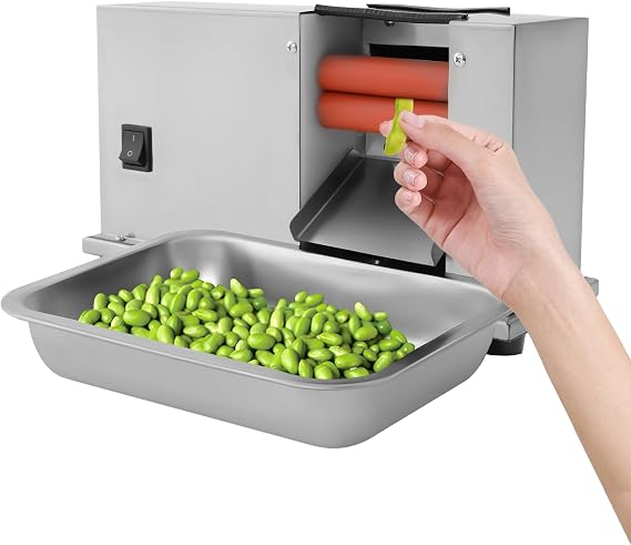 Electric Pea Sheller 15W 240V Semi-automatic Bean Shelling Machine 22 Lbs/H Pea & Bean Sheller Machine with Catch Tray Stainless Steel Commercial Beans Stripper Sheller for Restaurant, Home