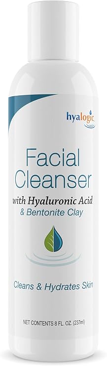 Hyalogic HA Face Wash, Hyaluronic Acid Facial Cleanser Moisturizing, Paraben-Free Daily Face Scrub with Bentonite Clay Get Youthful, Glowing Skin Naturally! (8 oz)