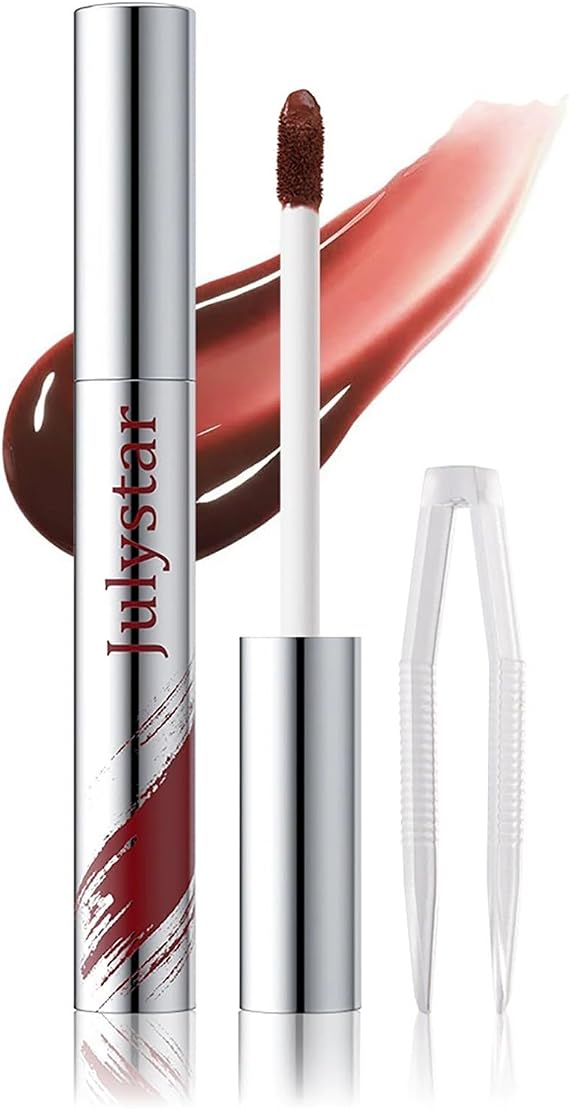 Matte Liquid Lip Stain, Peel Off Lip Liner Tattoo with Tweezer,Waterproof, Long-Lasting,Non-Stick Cup Lip Gloss Stain for All Skin Types,Highly Pigmented Color Lipstick (01#)