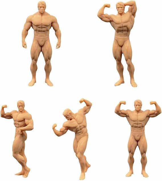 (5 Pcs 1/35 Figure Gymnastics Fitness Male Athletes Model Miniature Scene GK Need to Be Colored by Yourself