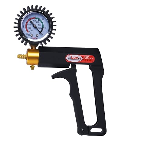 LeLuv Maxi Manual Hand Vacuum Pump with 0-30 inHg Protected Gauge, Black