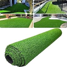 Realistic Artificial Grass 4 FT x 13 FT Green Synthetic Turf Rug Fake Grass Mat Indoor Outdoor Lawn Landscape for Garden, Balcony, Patio with Drainage Holes & Rubber Backing